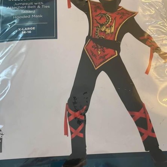 BRAND NEW youth boy red ninja assassin halloween costume size XL 14 - 16 - Picture 4 of 7